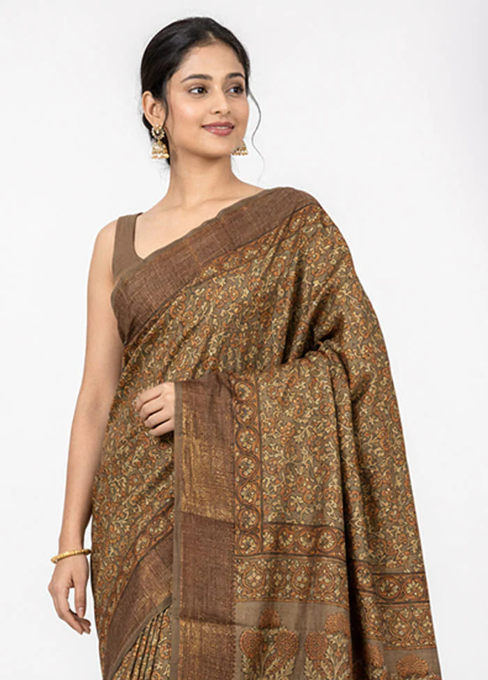 Cream Chanderi Silk Saree With Blouse Piece - Image 2