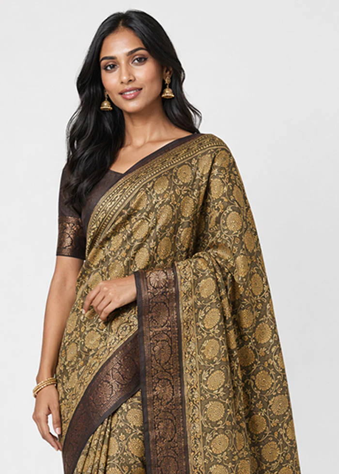 Cream Chanderi Silk Saree With Blouse Piece - Image 2