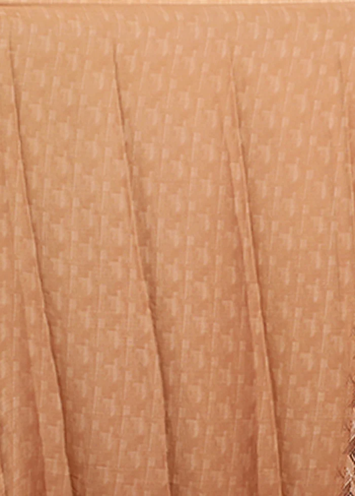 Cream Chiffon Silk Saree With Blouse Piece - Image 5