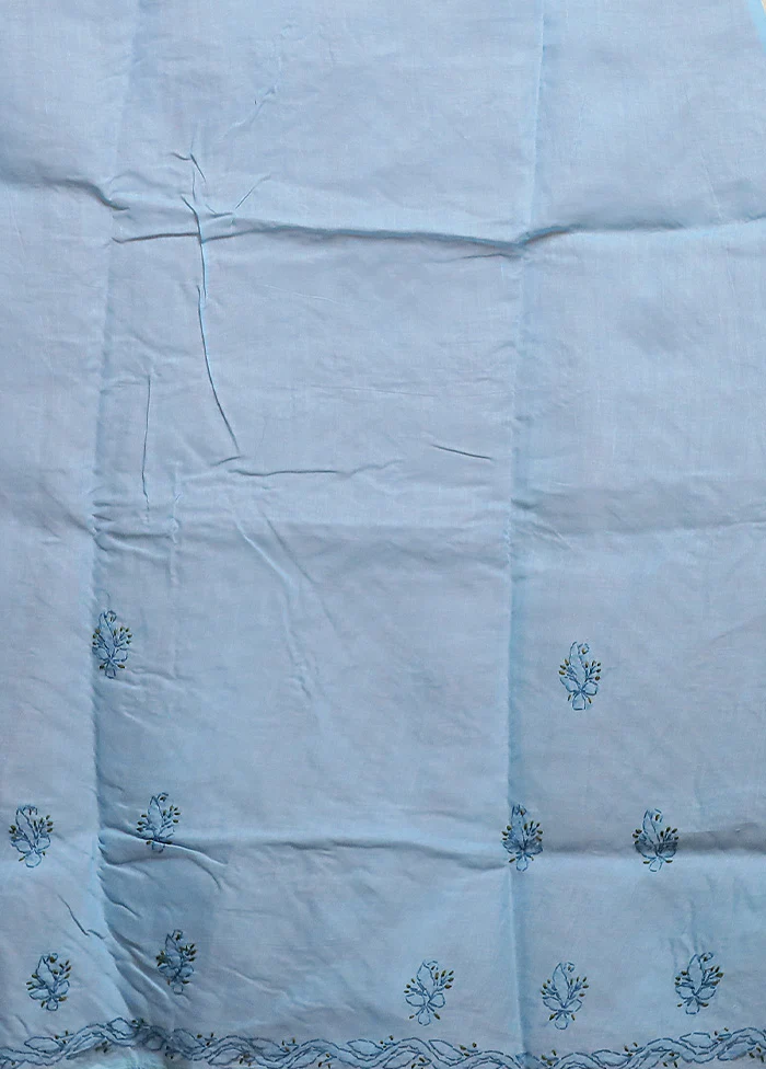 Cream Chikankari Saree With Blouse Piece - Image 5