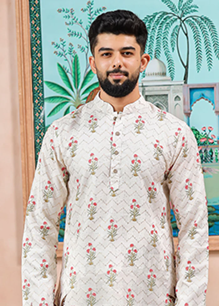 Cream Cotton Kurta & Pajama Set - Image 2