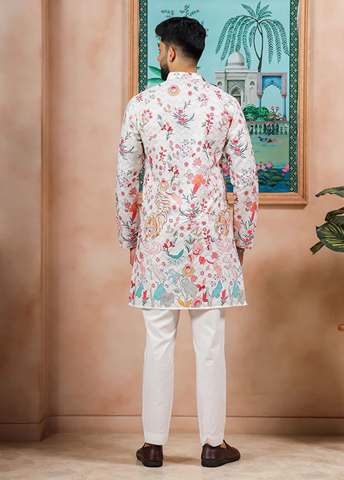 Cream Cotton Kurta & Pajama Set - Image 3