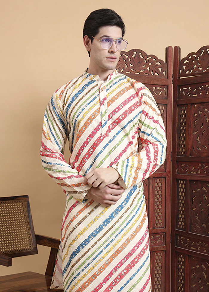 Cream Cotton Kurta & Pajama Set - Image 2