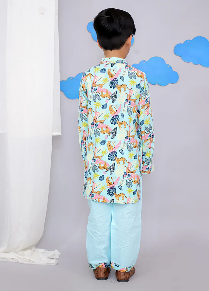 Green cotton Kurta & Pajama Set - Image 3