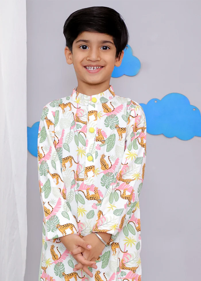 Cream cotton Kurta & Pajama Set - Image 2
