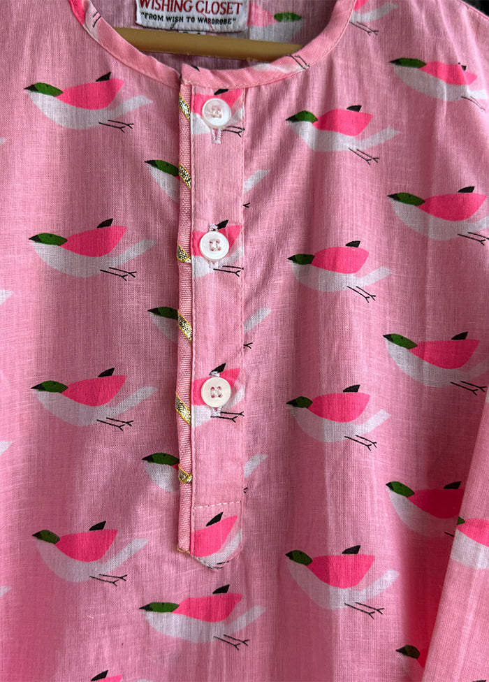Pink cotton Kurta & Pajama Set - Image 2