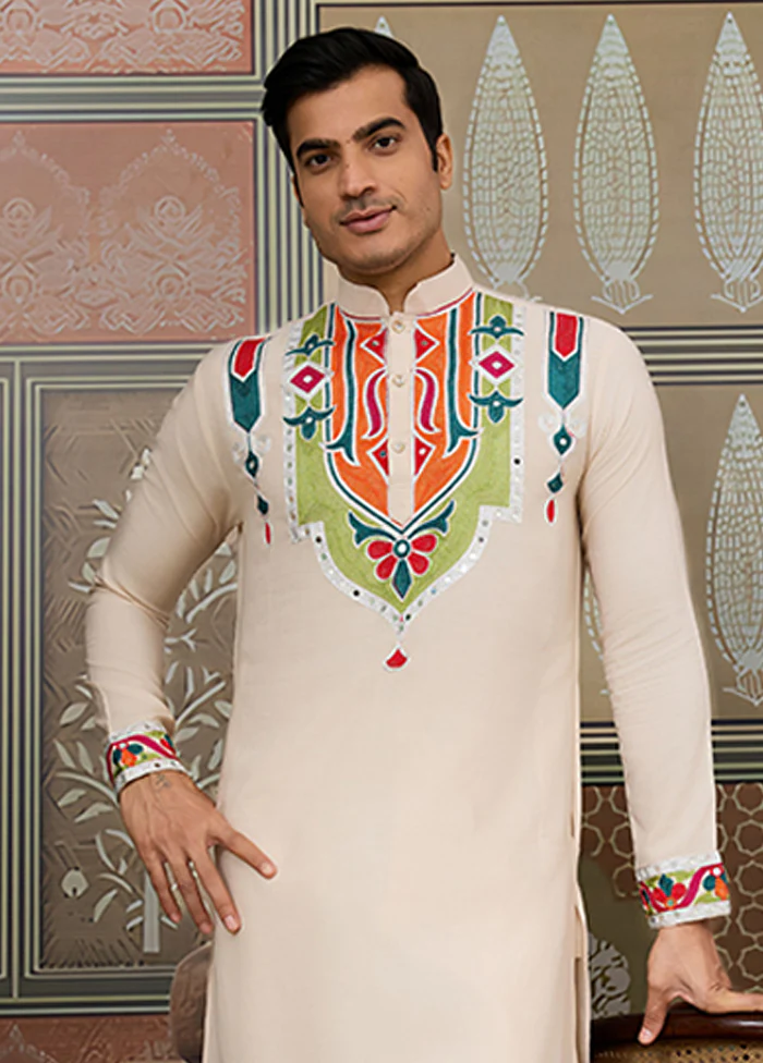 Cream Cotton Kurta - Image 2