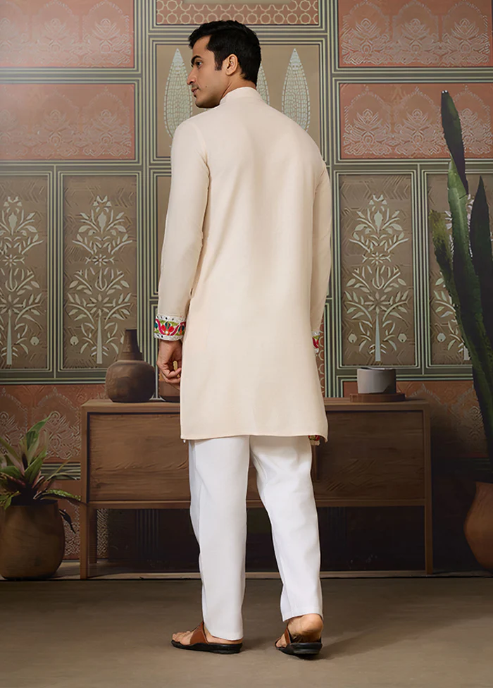 Cream Cotton Kurta - Image 3