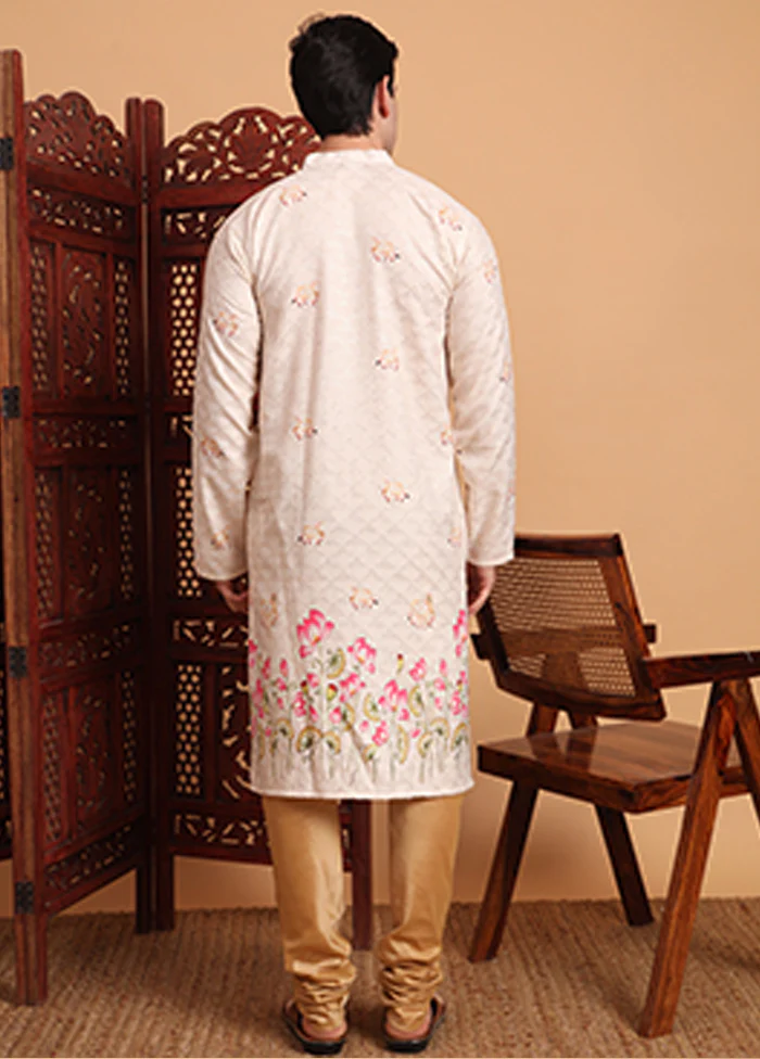Cream Cotton Kurta - Image 3