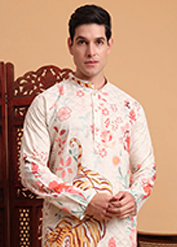 Cream Cotton Kurta - Image 2