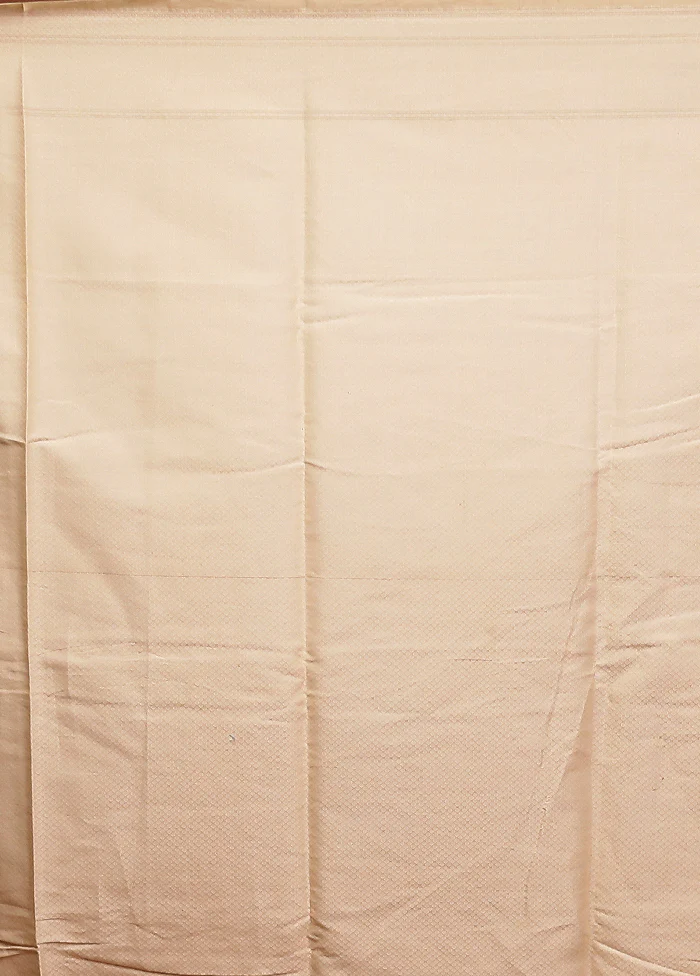 Cream Cotton Saree With Blouse Piece - Image 5
