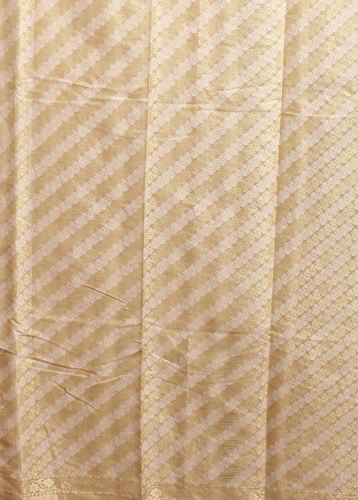Cream Cotton Saree With Blouse Piece - Image 5