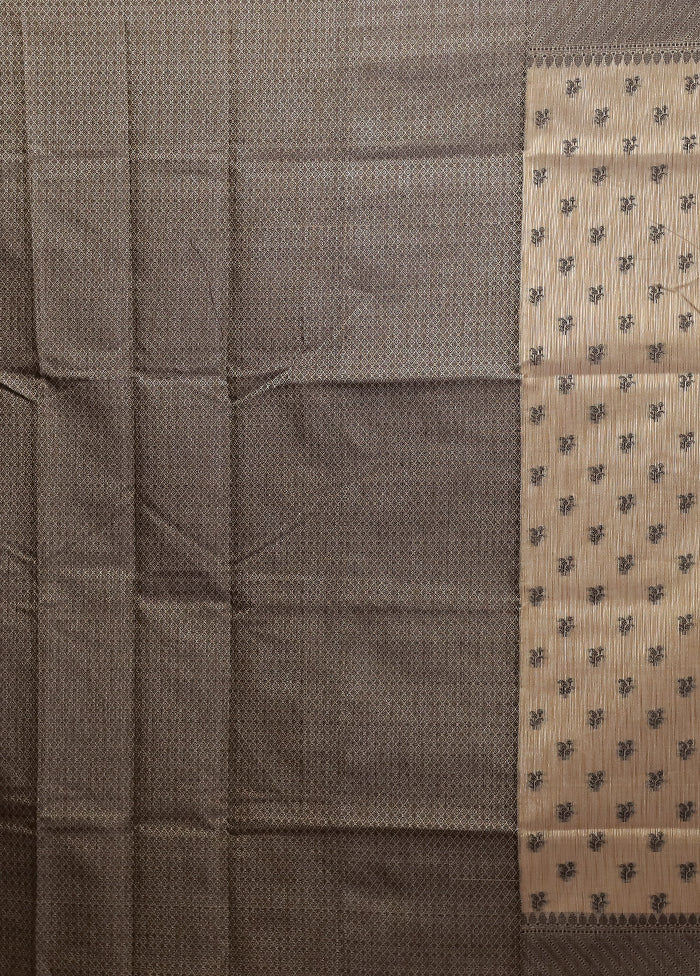 Cream Cotton Saree With Blouse Piece - Image 5