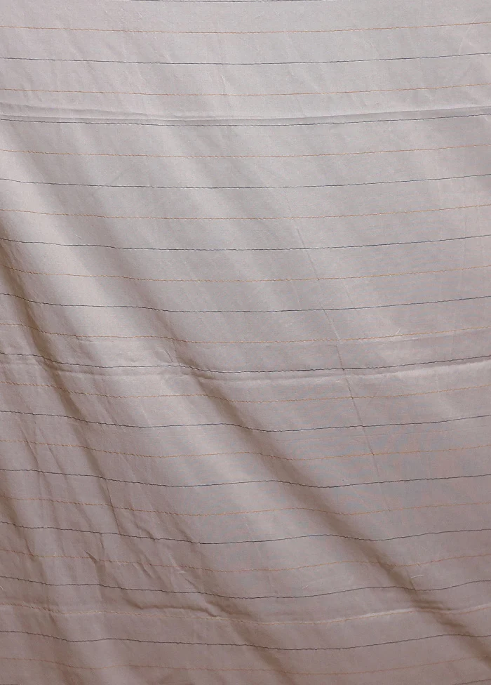 Cream Cotton Saree With Blouse Piece - Image 5