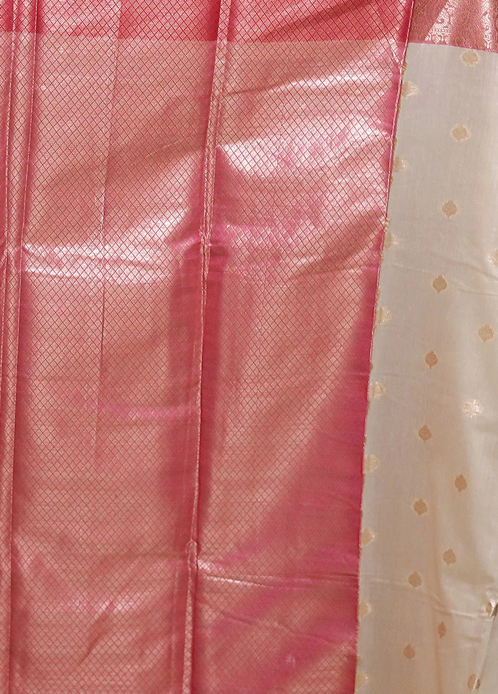 Cream Cotton Saree With Blouse Piece - Image 5