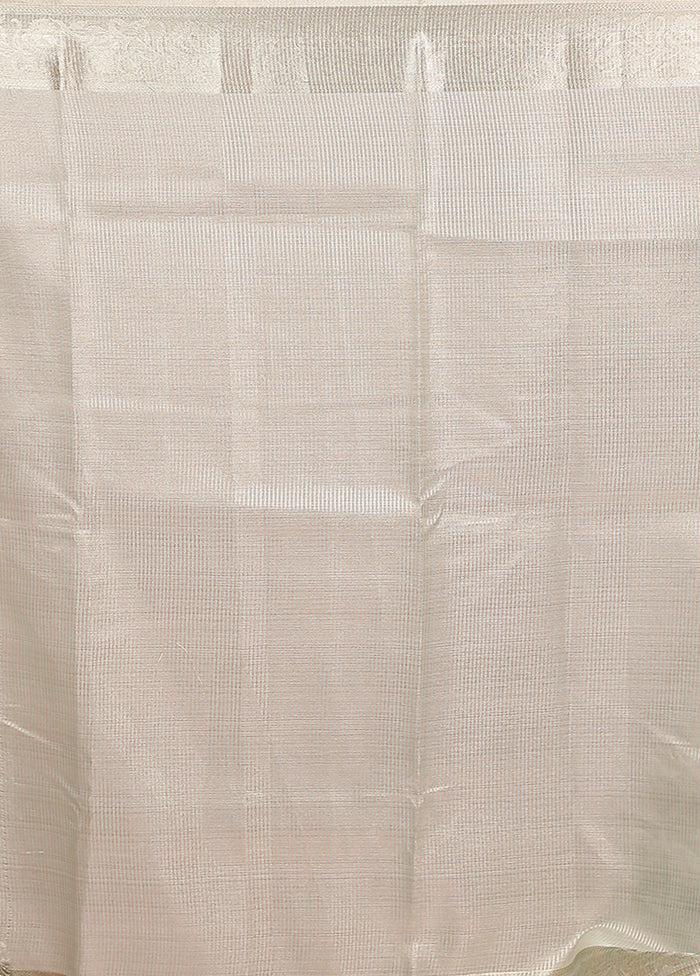 Cream Cotton Saree With Blouse Piece - Image 5