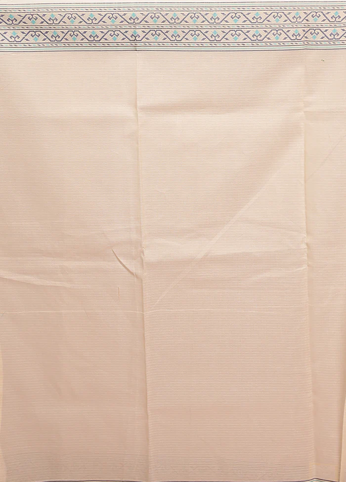 Cream Cotton Saree With Blouse Piece - Image 5