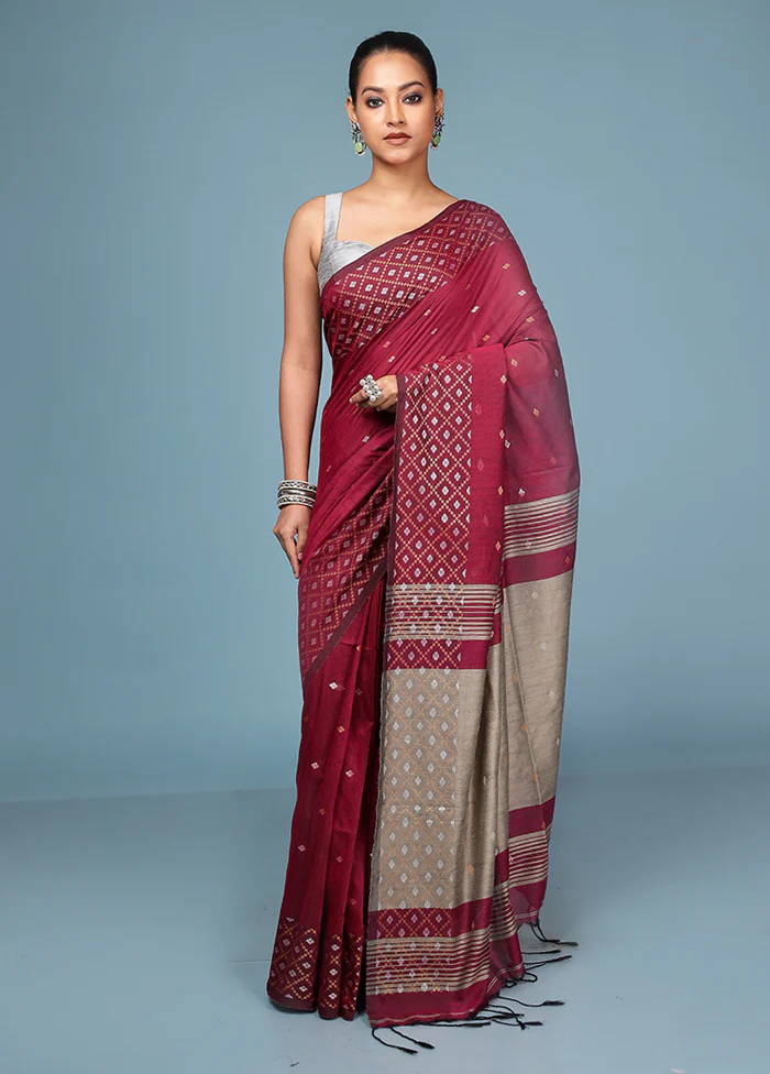 Cream Cotton Saree With Blouse Piece - Image 2