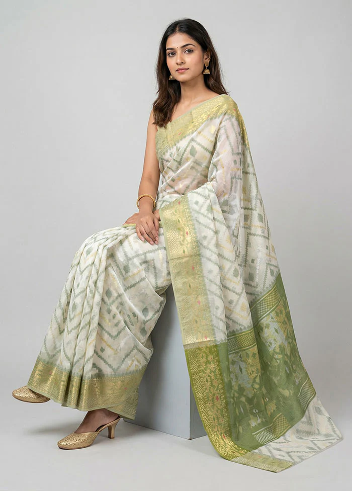 Cream Cotton Saree With Blouse Piece