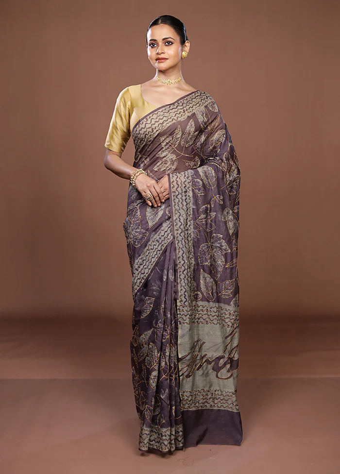 Cream Cotton Saree With Blouse Piece - Image 2