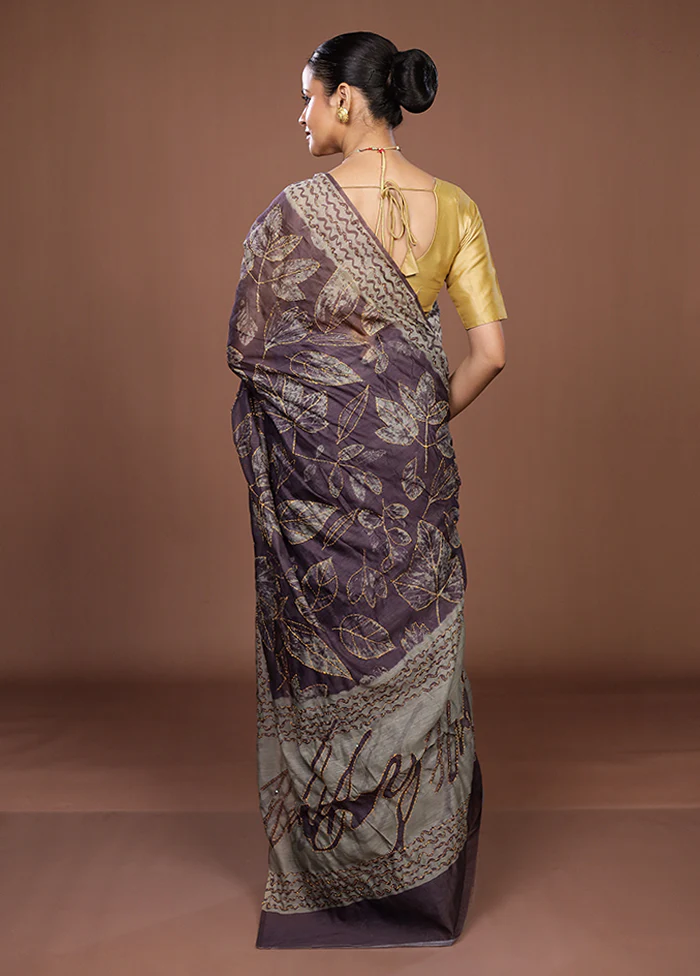 Cream Cotton Saree With Blouse Piece - Image 3