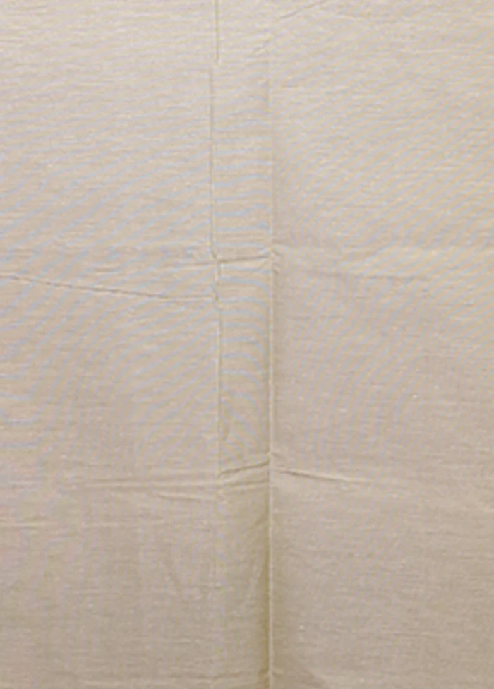 Cream Cotton Saree With Blouse Piece - Image 5