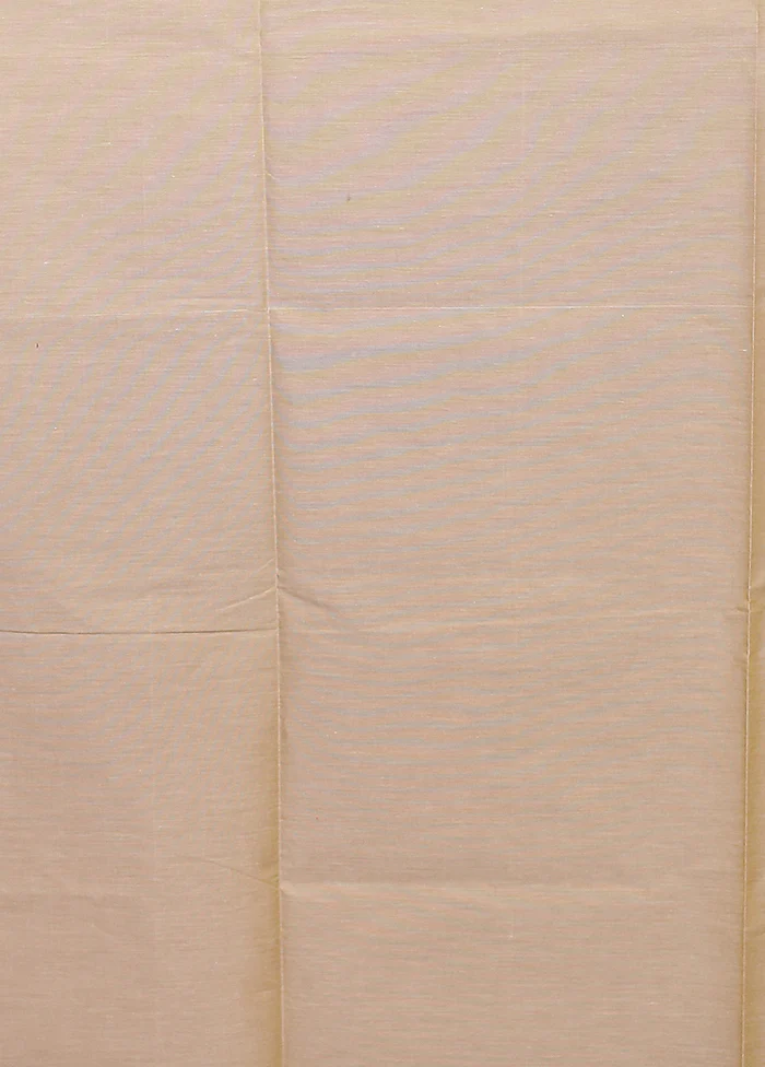 Cream Cotton Saree With Blouse Piece - Image 5