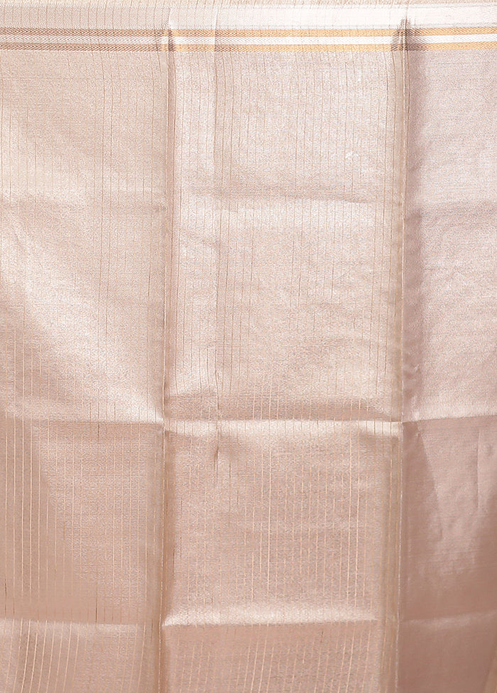 Cream Cotton Saree With Blouse Piece - Image 5