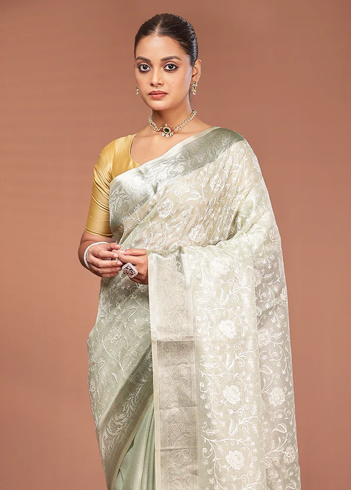 Cream Cotton Saree With Blouse Piece