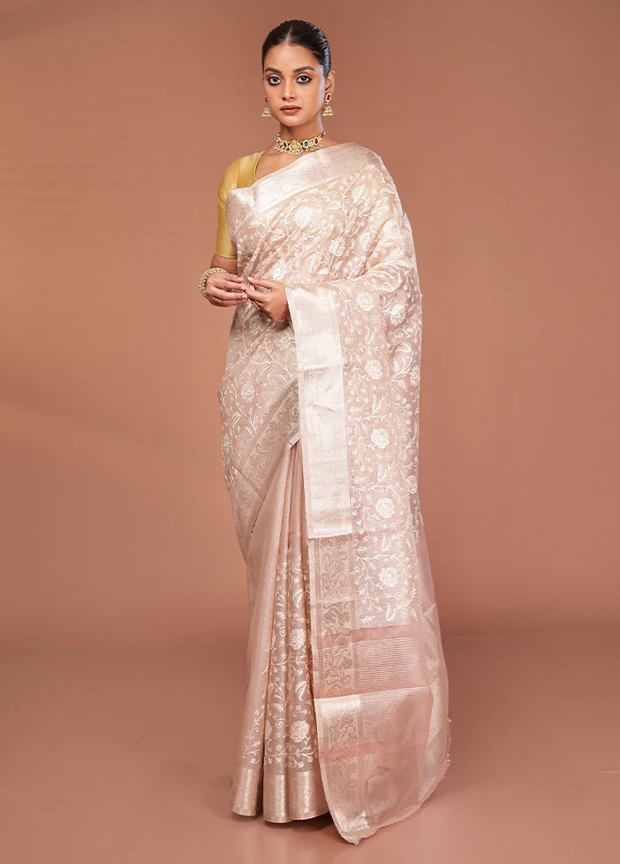 Cream Cotton Saree With Blouse Piece - Image 2