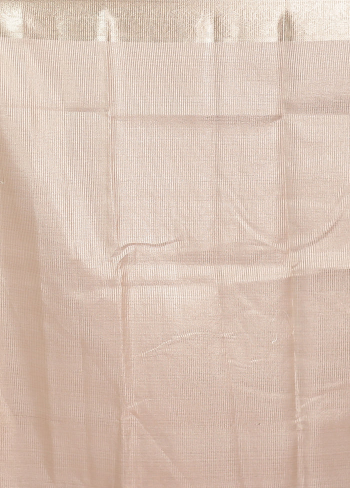 Cream Cotton Saree With Blouse Piece - Image 5