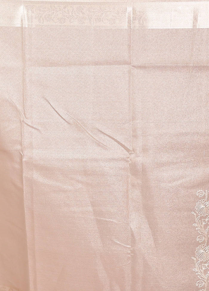 Cream Cotton Saree With Blouse Piece - Image 5