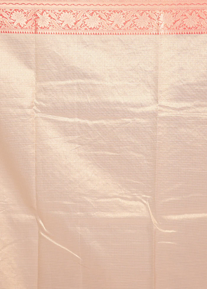 Cream Cotton Saree With Blouse Piece - Image 5