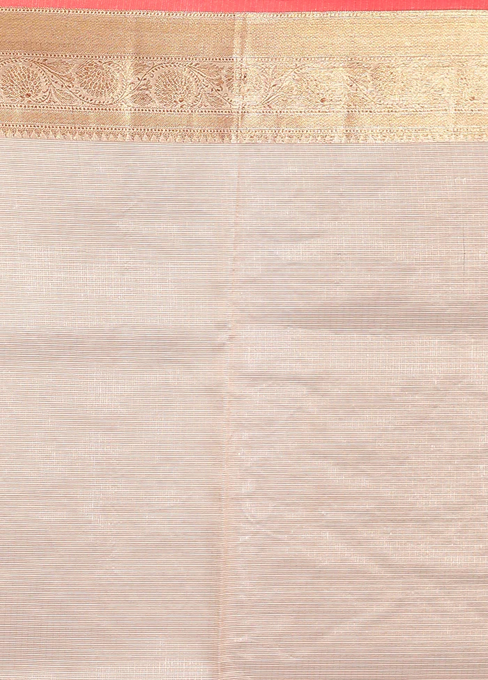 Cream Cotton Saree With Blouse Piece - Image 5