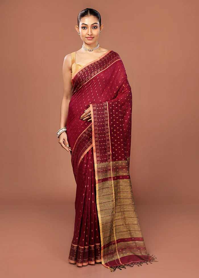 Cream Cotton Saree With Blouse Piece - Image 2