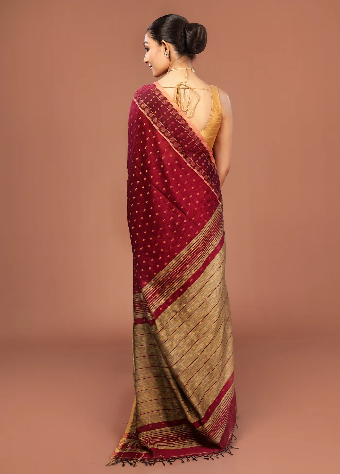 Cream Cotton Saree With Blouse Piece - Image 3