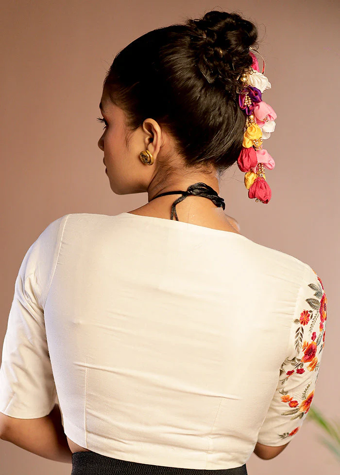 Cream Cotton Silk Designer Blouse - Image 2