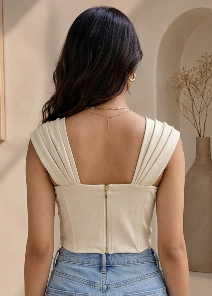 Cream Designer Designer Blouse - Image 2