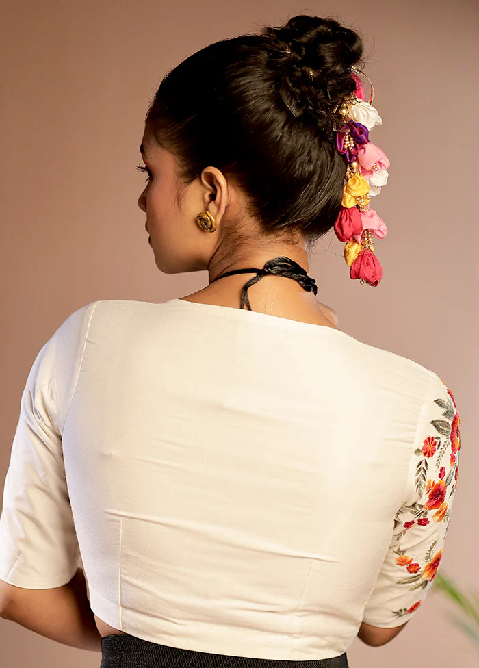 Cream Dola Silk Designer Blouse - Image 2