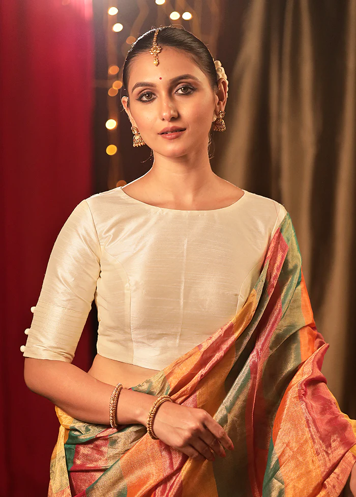 Cream Dupion Silk Designer Blouse