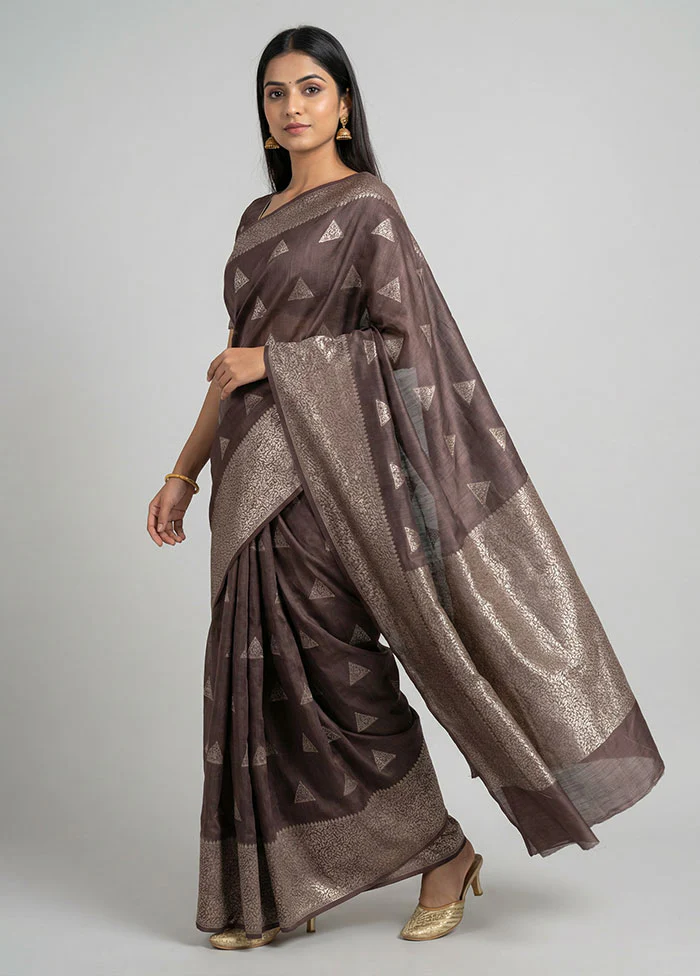 Cream Dupion Silk Saree With Blouse Piece