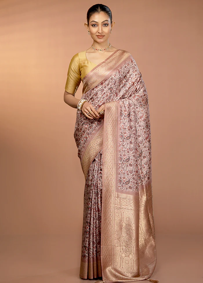 Cream Dupion Silk Saree With Blouse Piece - Image 2