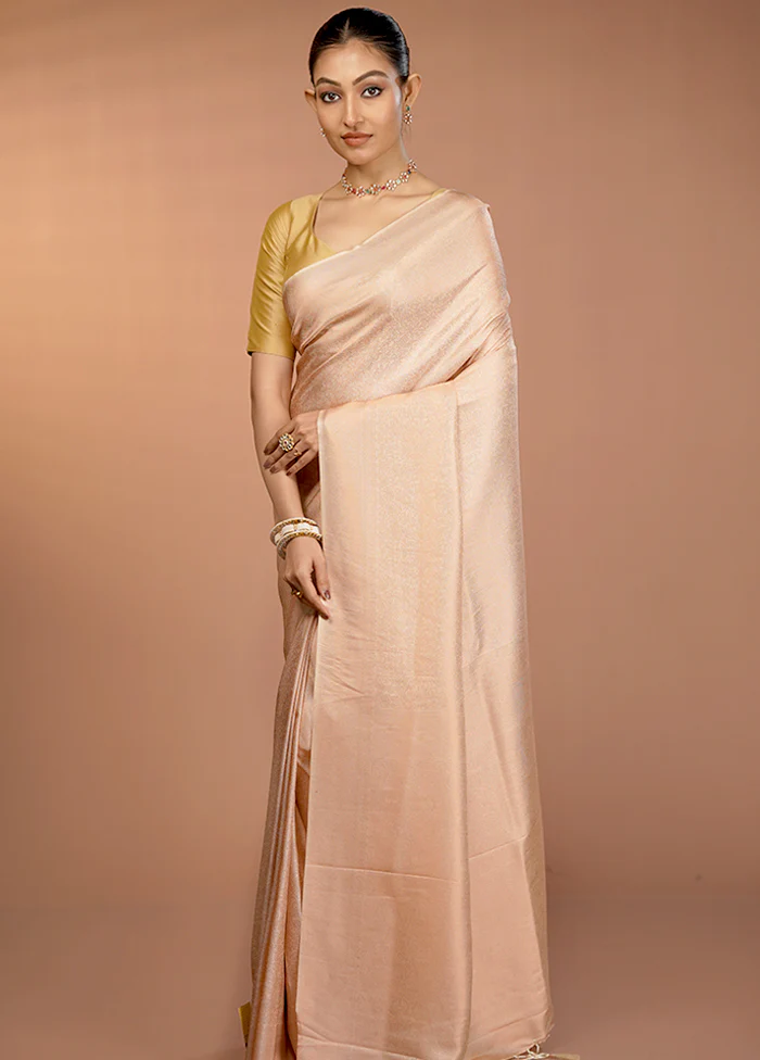 Cream Dupion Silk Saree With Blouse Piece - Image 4