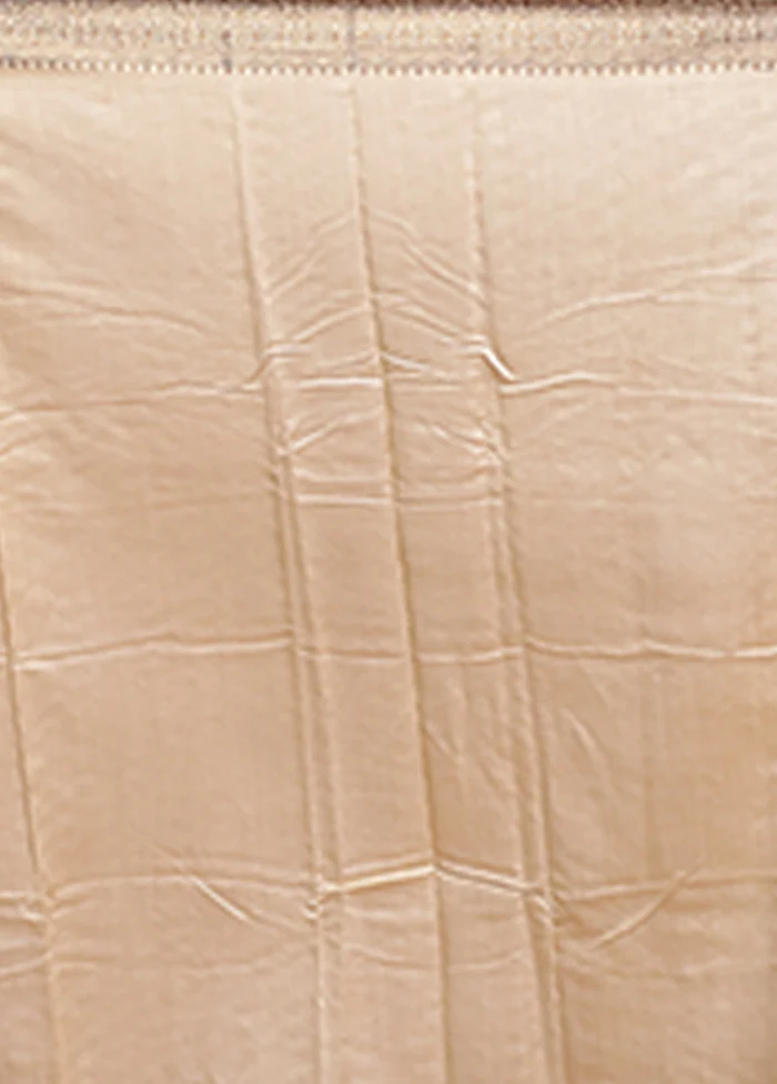 Cream Dupion Silk Saree With Blouse Piece - Image 5