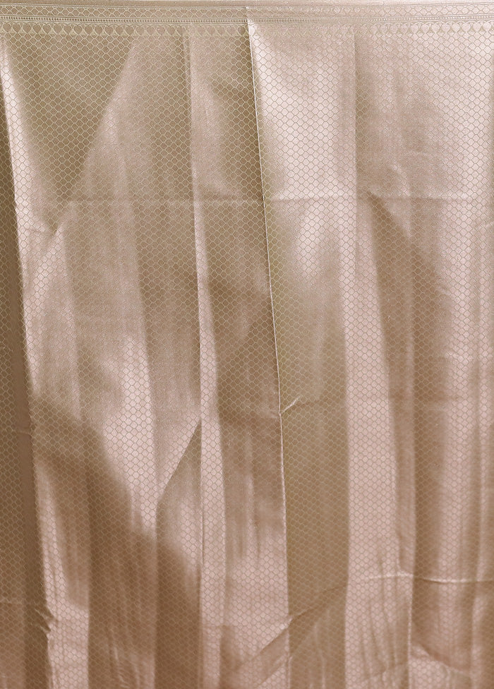 Cream Dupion Silk Saree With Blouse Piece - Image 5
