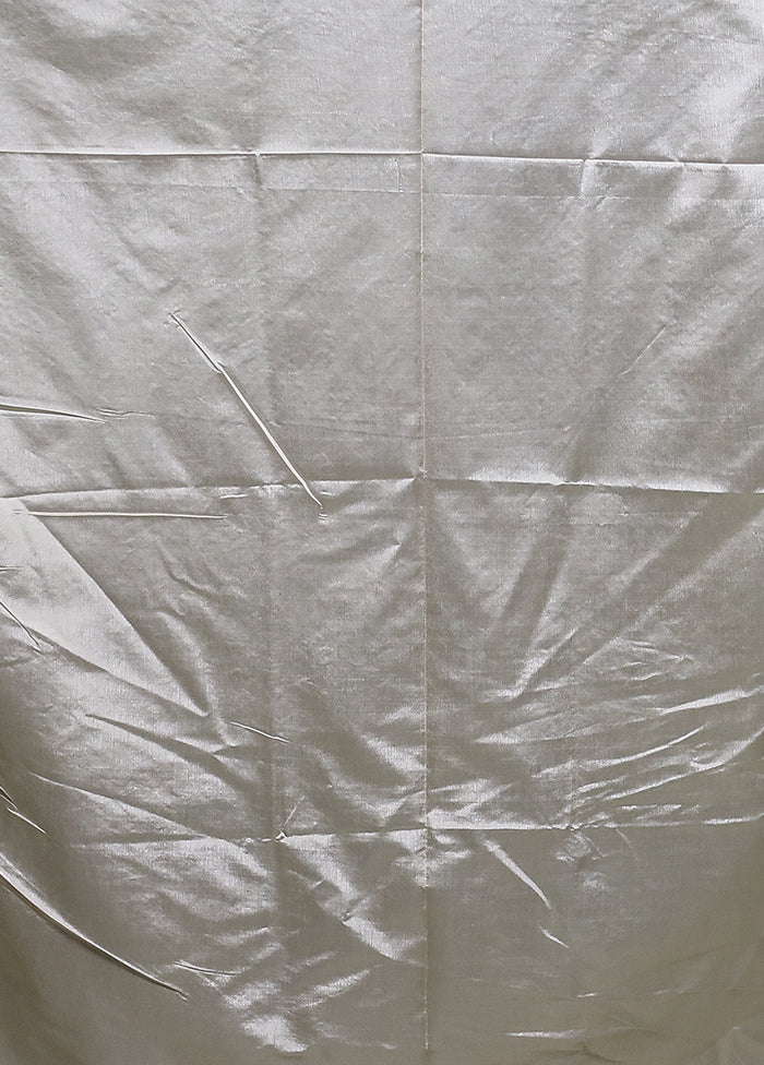 Cream Dupion Silk Saree With Blouse Piece - Image 5