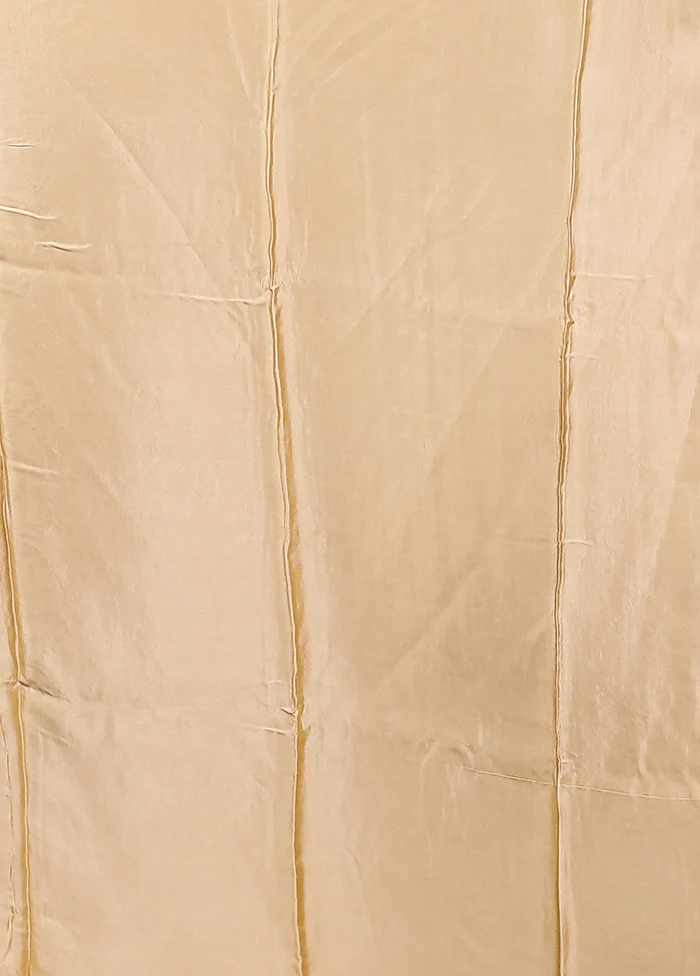 Cream Dupion Silk Saree With Blouse Piece - Image 5