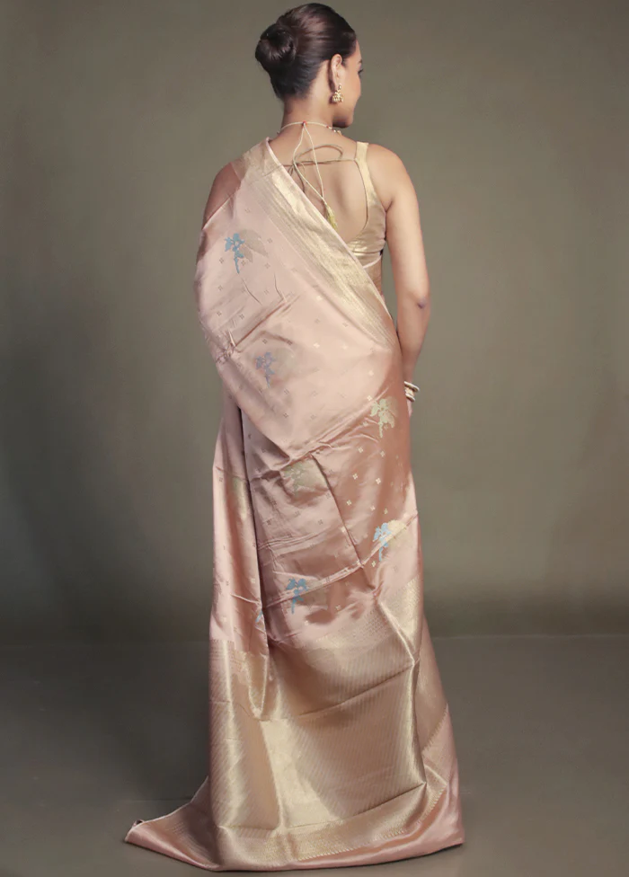 Cream Dupion Silk Saree With Blouse Piece - Image 3
