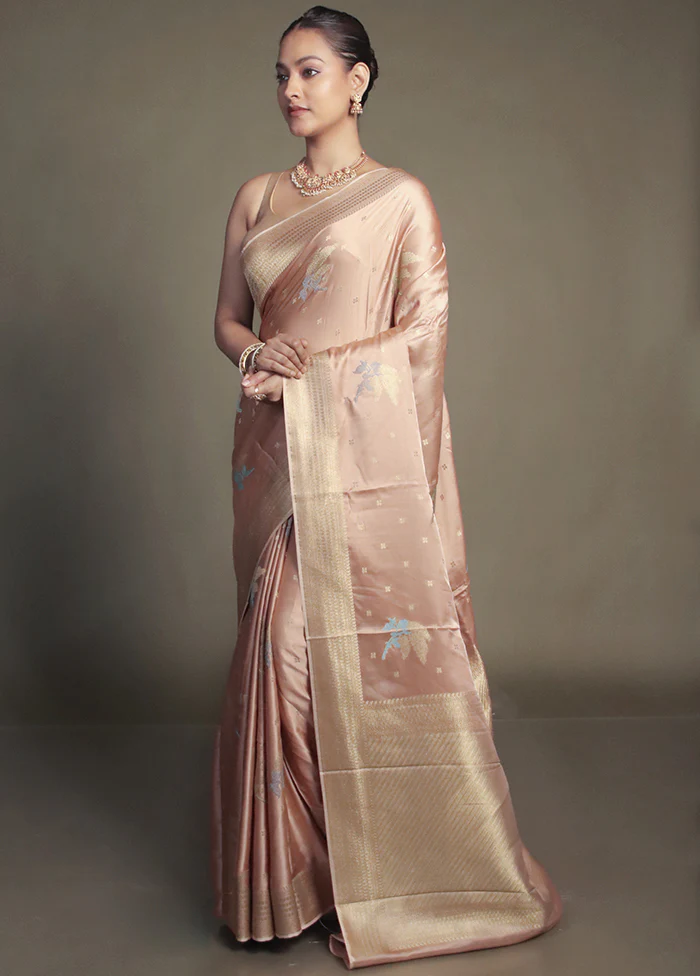 Cream Dupion Silk Saree With Blouse Piece - Image 4