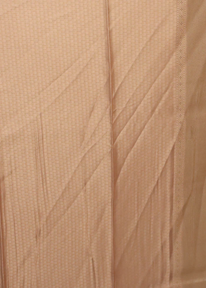 Cream Dupion Silk Saree With Blouse Piece - Image 5